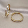 Oro Laminado Huggie Hoop, Gold Filled Style Baguette Design, with White Cubic Zirconia, Polished, Golden Finish, 02.210.0105.35