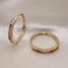 Oro Laminado Huggie Hoop, Gold Filled Style Baguette Design, with Multicolor Cubic Zirconia, Polished, Golden Finish, 02.210.0105.1.35