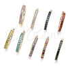 Oro Laminado Huggie Hoop, Gold Filled Style Baguette Design, with Multicolor Cubic Zirconia, Polished, Golden Finish, 02.210.0105.1.35