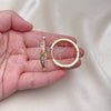 Oro Laminado Huggie Hoop, Gold Filled Style Baguette Design, with Multicolor Cubic Zirconia, Polished, Golden Finish, 02.210.0106.1.35