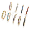 Oro Laminado Huggie Hoop, Gold Filled Style Baguette Design, with Multicolor Cubic Zirconia, Polished, Golden Finish, 02.210.0106.1.35