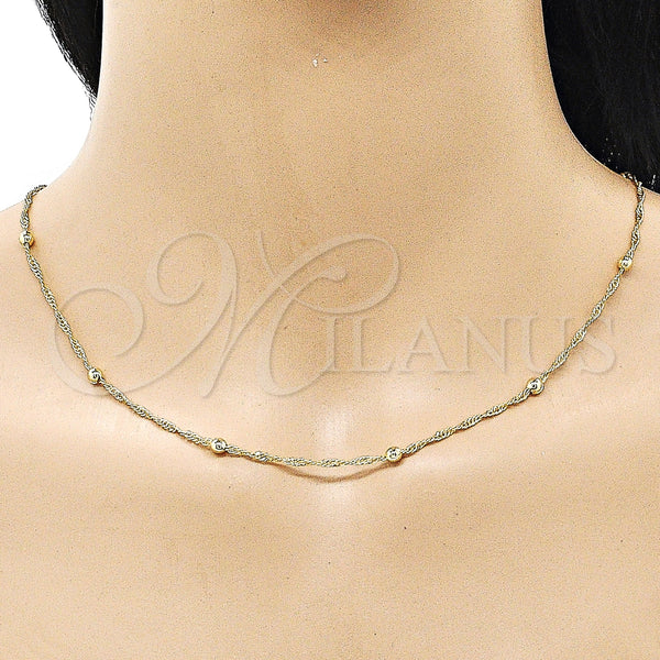 Gold Filled Necklace — Basic Necklace Singapore and Ball Design Polished 04. — alternate product view — SKU 155241 | Oro Laminado collar — básico Necklace Singapore and Ball diseño pulido 04. — SKU 155241