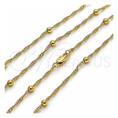 Oro Laminado Basic Necklace, Gold Filled Style Singapore and Ball Design, Polished, Golden Finish, 04.213.0316.24 (02 MM Thickness, 24 Inches Length)