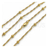 Oro Laminado Basic Necklace, Gold Filled Style Singapore and Ball Design, Polished, Golden Finish, 04.213.0316.24 (02 MM Thickness, 24 Inches Length)