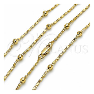 Oro Laminado Basic Necklace, Gold Filled Style Ball Design, Polished, Golden Finish, 04.213.0317.18 (02 MM Thickness, 18 Inches Length)