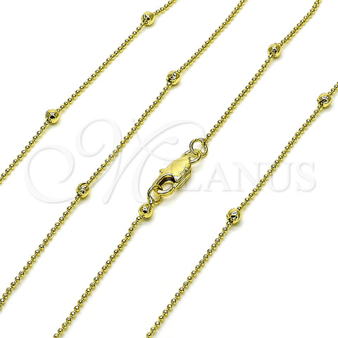 Oro Laminado Basic Necklace, Gold Filled Style Ball Design, Polished, Golden Finish, 04.213.0318.24 (01 MM Thickness, 24 Inches Length)