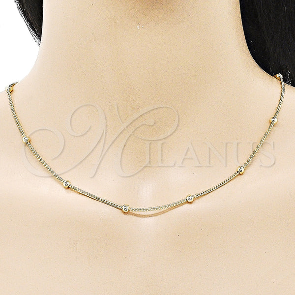 Gold Filled Necklace — Basic Necklace Miami Cuban and Ball Design Polished — alternate product view — SKU 155250 | Oro Laminado collar — básico Necklace Miami Cuban and Ball diseño pulido — SKU 155250
