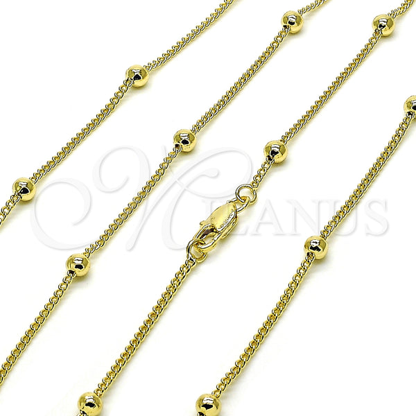 Gold Filled Necklace — Basic Necklace Miami Cuban and Ball Design Polished — main product view — SKU 155250 | Oro Laminado collar — básico Necklace Miami Cuban and Ball diseño pulido — SKU 155250