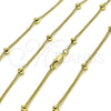 Oro Laminado Basic Necklace, Gold Filled Style Miami Cuban and Ball Design, Polished, Golden Finish, 04.213.0321.24 (02 MM Thickness, 24 Inches Length)