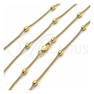 Oro Laminado Basic Necklace, Gold Filled Style Miami Cuban and Ball Design, Polished, Golden Finish, 04.213.0322.24 (01 MM Thickness, 24 Inches Length)