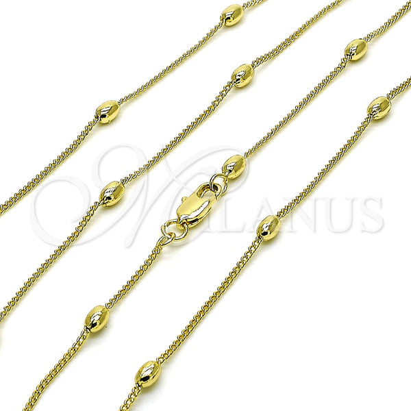 Gold Filled Necklace — Basic Necklace Miami Cuban and Ball Design Polished — main product view — SKU 155251 | Oro Laminado collar — básico Necklace Miami Cuban and Ball diseño pulido — SKU 155251