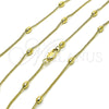 Oro Laminado Basic Necklace, Gold Filled Style Miami Cuban and Ball Design, Polished, Golden Finish, 04.213.0322.24 (01 MM Thickness, 24 Inches Length)