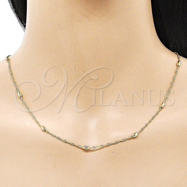 Gold Filled Necklace — Basic Necklace Singapore and Ball Design Polished 04. — alternate product view — SKU 155252 | Oro Laminado collar — básico Necklace Singapore and Ball diseño pulido 04. — SKU 155252