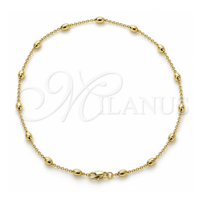 Oro Laminado Basic Necklace, Gold Filled Style Rolo and Ball Design, Polished, Golden Finish, 04.213.0323.24 (01 MM Thickness, 24 Inches Length)
