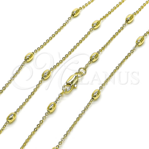 Oro Laminado Basic Necklace, Gold Filled Style Rolo and Ball Design, Polished, Golden Finish, 04.213.0323.18 (01 MM Thickness, 18 Inches Length)