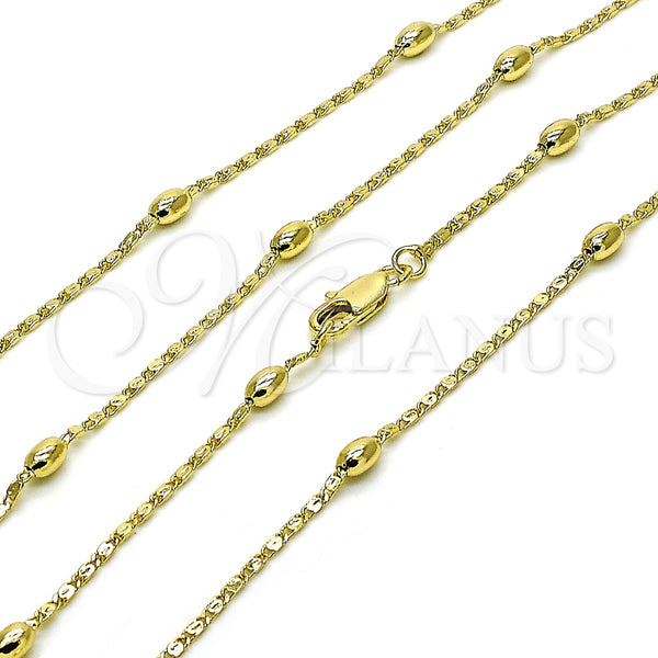 Oro Laminado Basic Necklace, Gold Filled Style Ball Design, Polished, Golden Finish, 04.213.0278.24 (01 MM Thickness, 24 Inches Length)