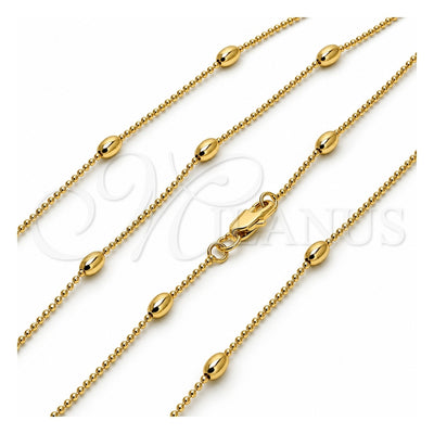 Oro Laminado Basic Necklace, Gold Filled Style Ball Design, Polished, Golden Finish, 04.213.0326.18 (01 MM Thickness, 18 Inches Length)