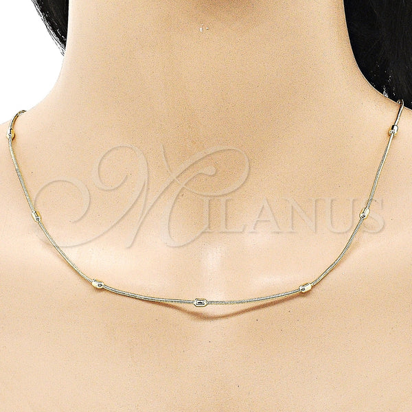 Gold Filled Necklace — Basic Necklace Rat Tail and Ball Design Polished — alternate product view — SKU 155259 | Oro Laminado collar — básico Necklace Rat Tail and Ball diseño pulido — SKU 155259