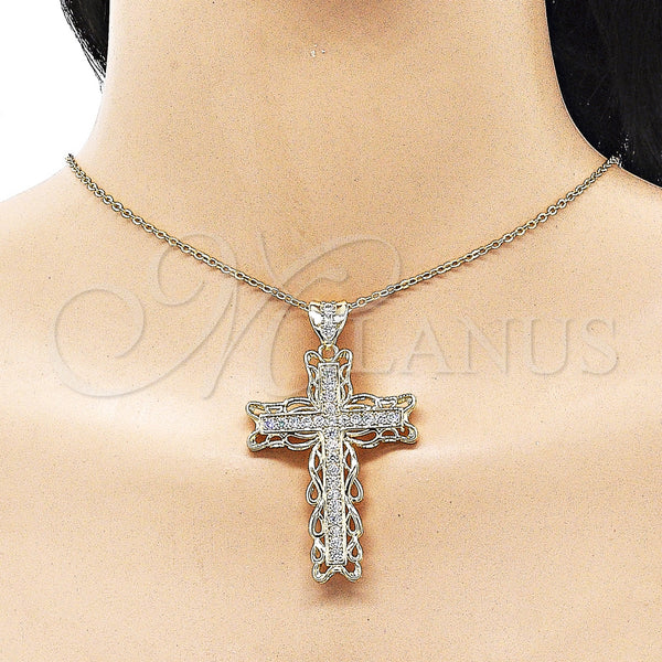 Gold Filled Pendant — Religious Pendant Cross Design with White Cubic Zirconia — alternate product view — SKU 155269 | Oro Laminado dije — Religious Pendant cruz diseño with blanco Cubic Zirconia — SKU 155269