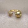 Oro Laminado Multi Stone Ring, Gold Filled Style Chunky Design, with White Micro Pave, Polished, Golden Finish, 01.341.0136