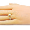 Oro Laminado Multi Stone Ring, Gold Filled Style Ball Design, with White Micro Pave, Polished, Golden Finish, 01.341.0136 (One size fits all)