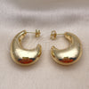 Oro Laminado Stud Earring, Gold Filled Style Hollow Design, Polished, Golden Finish, 02.163.0319