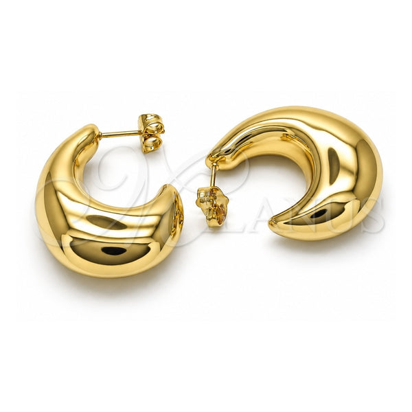 Oro Laminado Stud Earring, Gold Filled Style Hollow Design, Polished, Golden Finish, 02.163.0319