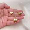 Oro Laminado Earring and Pendant Adult Set, Gold Filled Style Heart and Hollow Design, Polished, Golden Finish, 10.163.0009