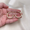 Oro Laminado Medium Hoop, Gold Filled Style Twist and Hollow Design, Diamond Cutting Finish, Golden Finish, 02.213.0637.30