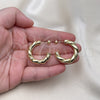 Oro Laminado Medium Hoop, Gold Filled Style Twist Design, Diamond Cutting Finish, Golden Finish, 02.213.0638.30