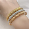 Oro Laminado Trio Bangle, Gold Filled Style Twist Design, Polished, Tricolor, 07.170.0021 (05 MM Thickness, One size fits all)