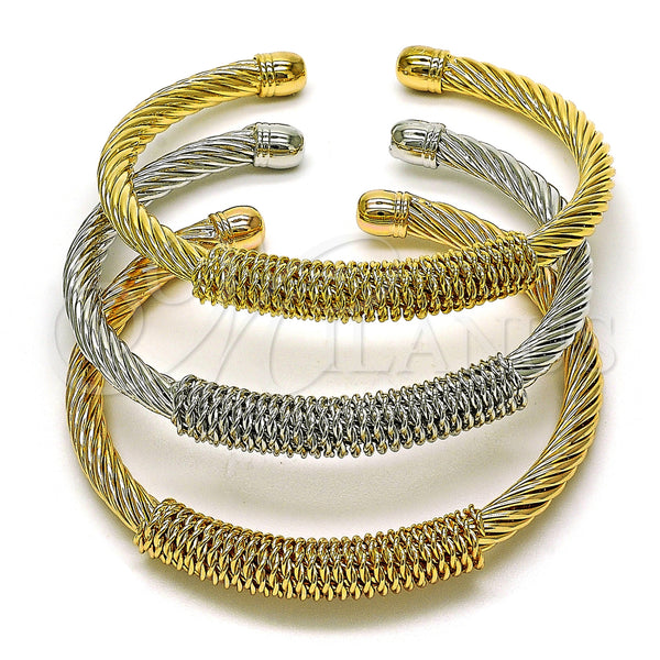 Gold Filled Jewelry — Trio Bangle Twist Design Polished Tricolor 07. 05 — main product view — SKU 155306 | Oro Laminado joyería — Trio Bangle Twist diseño pulido Tricolor 07. 05 — SKU 155306
