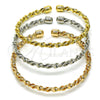Oro Laminado Trio Bangle, Gold Filled Style Twist Design, Diamond Cutting Finish, Tricolor, 07.170.0022 (04 MM Thickness, One size fits all)