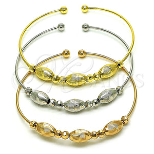 Gold Filled Jewelry — Trio Bangle Ball and Disco Design Diamond Cutting — main product view — SKU 155311 | Oro Laminado joyería — Trio Bangle Ball and Disco diseño Diamond Cutting — SKU 155311