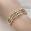 Oro Laminado Trio Bangle, Gold Filled Style Twist and Ball Design, Polished, Tricolor, 07.170.0027 (03 MM Thickness, One size fits all)