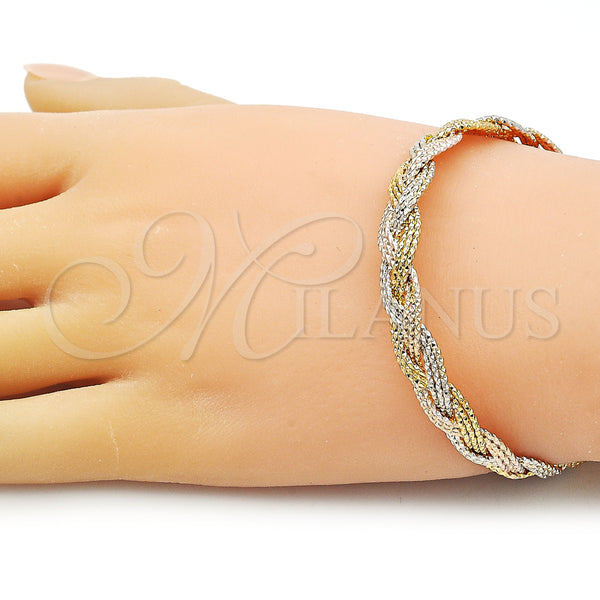 Gold Filled Jewelry — Individual Bangle Twist Design Diamond Cutting Tricolor 07. — alternate product view — SKU 155313 | Oro Laminado joyería — Individual Bangle Twist diseño Diamond Cutting Tricolor 07. — SKU 155313