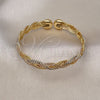 Oro Laminado Individual Bangle, Gold Filled Style Twist Design, Diamond Cutting Finish, Tricolor, 07.170.0028 (09 MM Thickness, One size fits all)