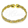 Oro Laminado Individual Bangle, Gold Filled Style Twist Design, Diamond Cutting Finish, Tricolor, 07.170.0028 (09 MM Thickness, One size fits all)