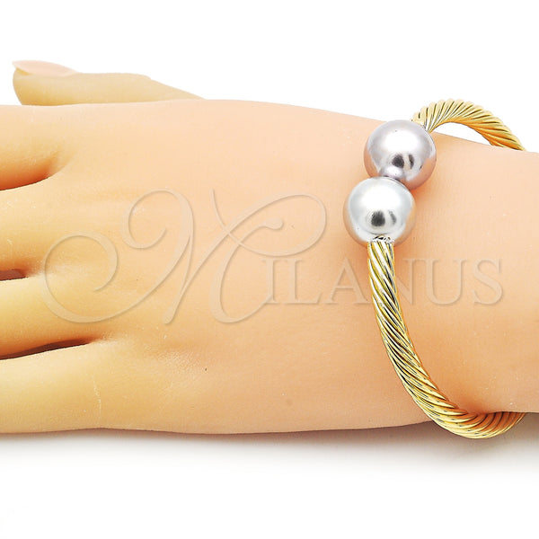 Gold Filled Jewelry — Individual Bangle Ball and Twist Design Polished Tricolor — alternate product view — SKU 155314 | Oro Laminado joyería — Individual Bangle Ball and Twist diseño pulido Tricolor — SKU 155314