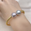 Oro Laminado Individual Bangle, Gold Filled Style Ball and Twist Design, Polished, Tricolor, 07.170.0020.1 (05 MM Thickness, One size fits all)