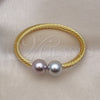 Oro Laminado Individual Bangle, Gold Filled Style Ball and Twist Design, Polished, Tricolor, 07.170.0020.1 (05 MM Thickness, One size fits all)