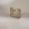 Oro Laminado Multi Stone Ring, Gold Filled Style Heart and Baguette Design, with White Cubic Zirconia and White Micro Pave, Polished, Golden Finish, 01.283.0033 (One size fits all)