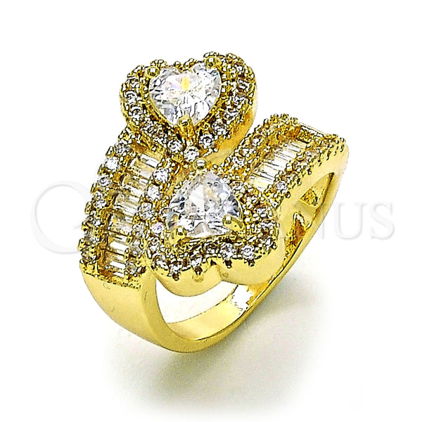 Gold Filled Ring — Multi Stone Ring Heart and Baguette Design with — main product view — SKU 155318 | Oro Laminado anillo — Multi Stone Ring corazón and Baguette diseño with — SKU 155318