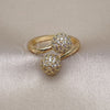 Oro Laminado Multi Stone Ring, Gold Filled Style Ball Design, with White Micro Pave, Polished, Golden Finish, 01.283.0036