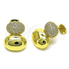Oro Laminado Stud Earring, Gold Filled Style with White Micro Pave, Polished, Golden Finish, 02.341.0191