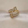 Oro Laminado Multi Stone Ring, Gold Filled Style Nail and Baguette Design, with White Cubic Zirconia, Polished, Golden Finish, 01.283.0040 (One size fits all)