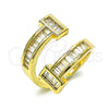 Oro Laminado Multi Stone Ring, Gold Filled Style Nail and Baguette Design, with White Cubic Zirconia, Polished, Golden Finish, 01.283.0040 (One size fits all)