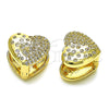 Oro Laminado Huggie Hoop, Gold Filled Style Heart Design, with White Micro Pave, Polished, Golden Finish, 02.283.0098.12