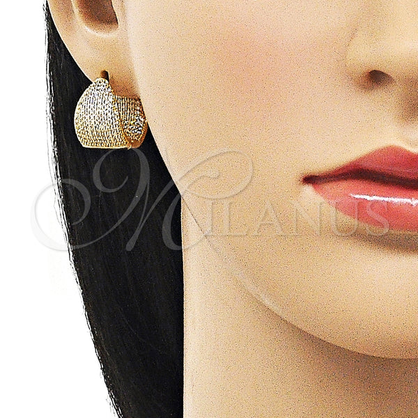 Gold Filled Hoop Earrings — Huggie Hoop with White Micro Pave Polished 02. — alternate product view — SKU 155385 | Oro Laminado aretes de aro — Huggie Hoop with blanco Micro Pave pulido 02. — SKU 155385