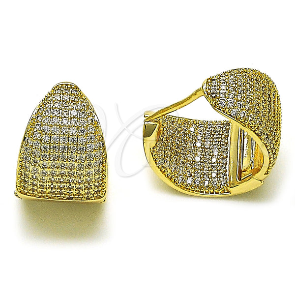 Gold Filled Hoop Earrings — Huggie Hoop with White Micro Pave Polished 02. — main product view — SKU 155385 | Oro Laminado aretes de aro — Huggie Hoop with blanco Micro Pave pulido 02. — SKU 155385